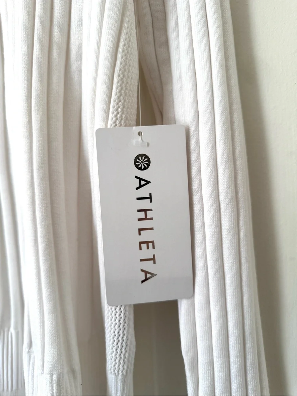 NWT Athleta White Fairway Chandail Ribbed Zip-Up Sweater, Large - Picture 6 of 11